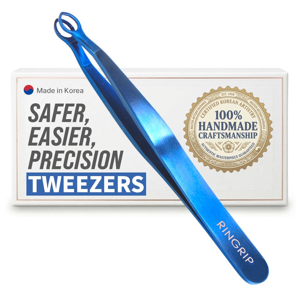 [Premium Hand-Made] Tweezers for women facial hair - Round tip Tweezers, Eyebrow Tweezers, 304 Surgical-grade Stainless Steel for Safety, Precision tweezers, Facial Hair for Men & Women