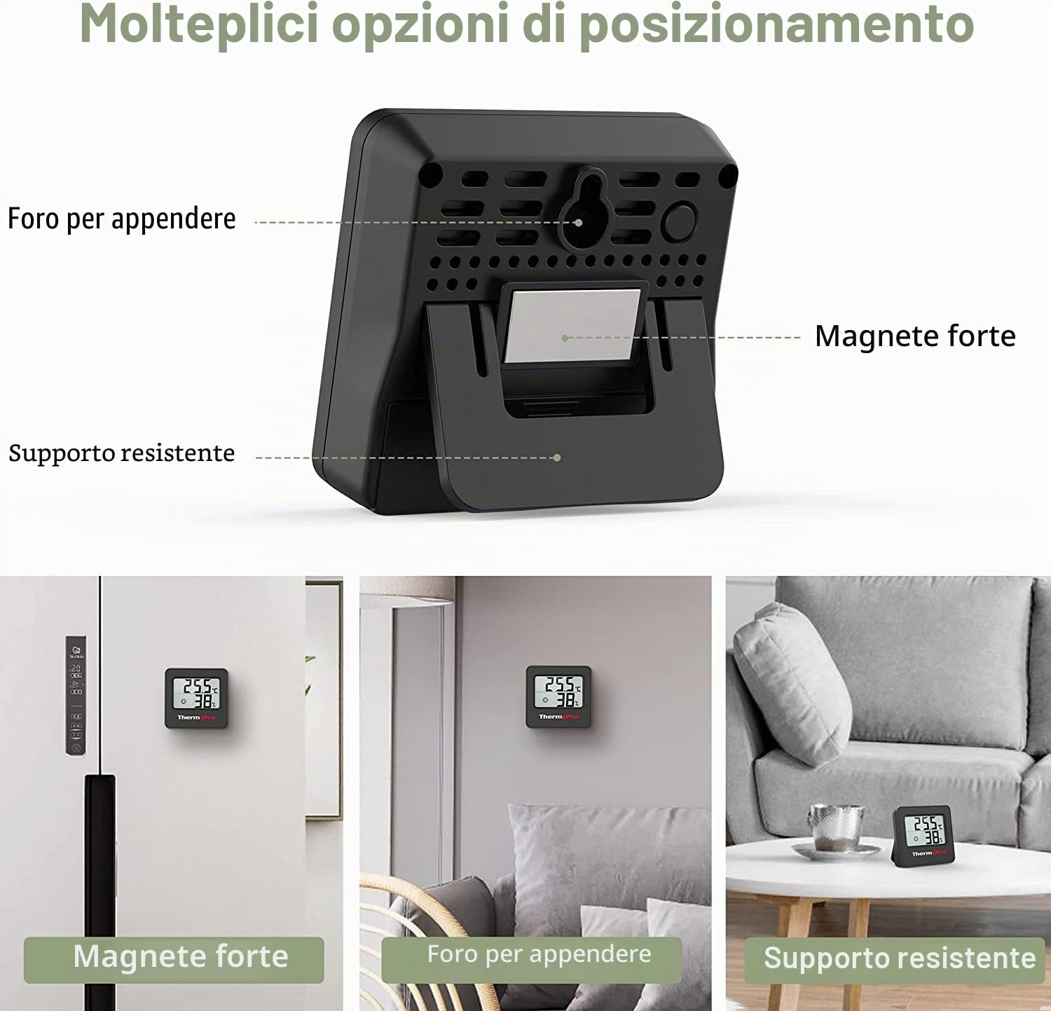TempPro TP157-3 Termometro digitale per interni, termometro per la casa, misuratore di umidità con sensore di temperatura e umidità e icona a forma di viso, Precedentemente ThermoPro