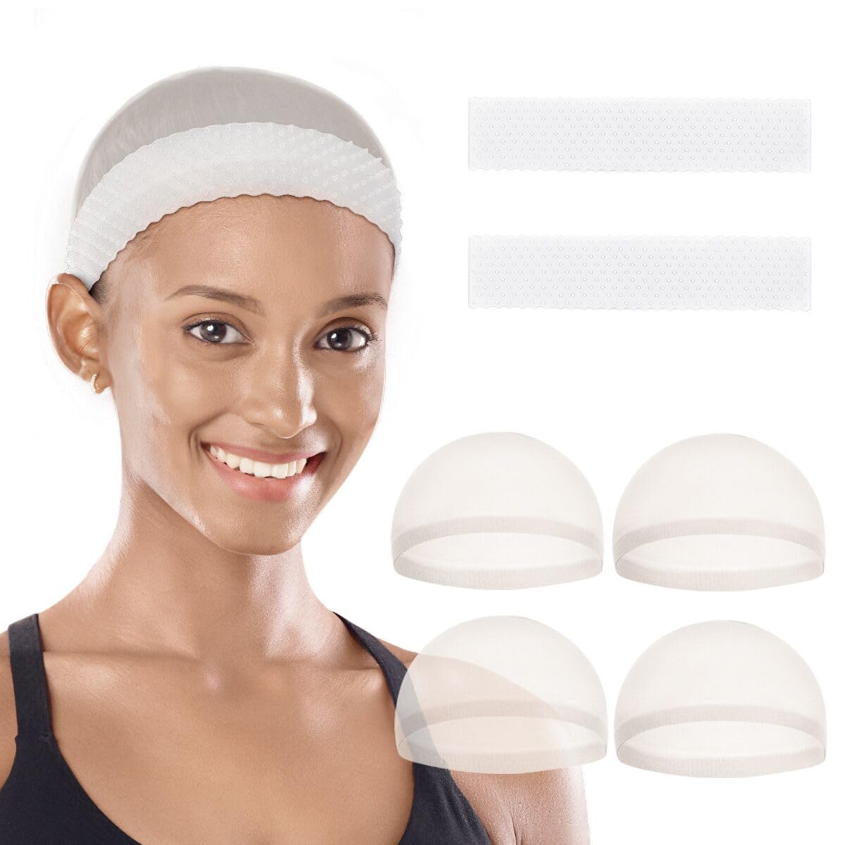 2 Pcs Silicone Wig Cap with Grip Band for Lace Front
