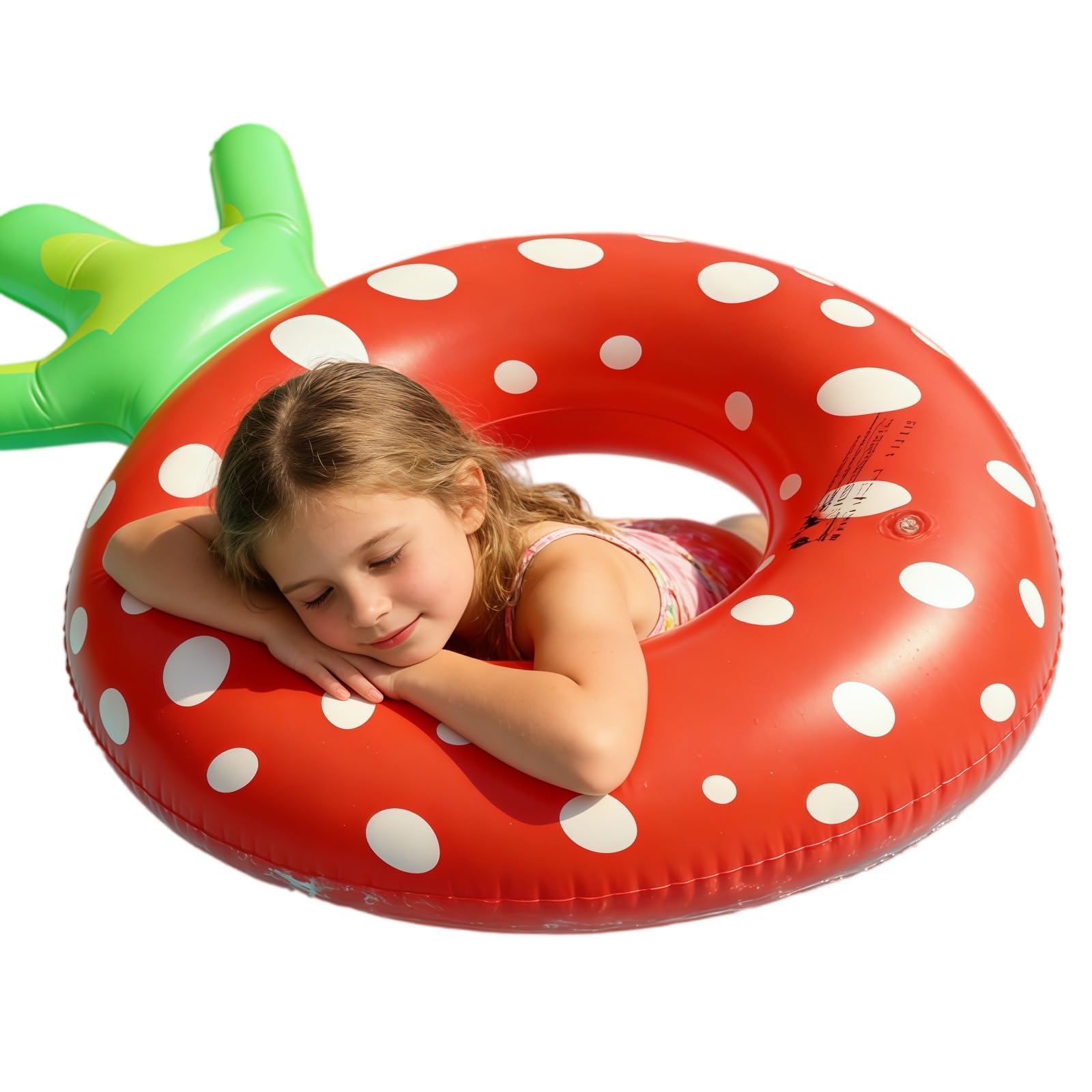 NIFTYY Kids Fruit Shaped Swimming Rings – Strawberry & Pineapple Inflatable Pool Floats, Blow Up Swim Tubes for Toddlers & Children Ages 3-9, Fun Summer Water Toys for Beach (red strawberry)