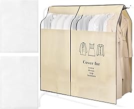 SPOKKI 90cm*110cm Copri Abiti da Armadio, Copertura Polvere e All'umidità Copri Appendiabiti, Copri Abiti Anti Polvere con Finestra Trasparente Visibile(Beige)