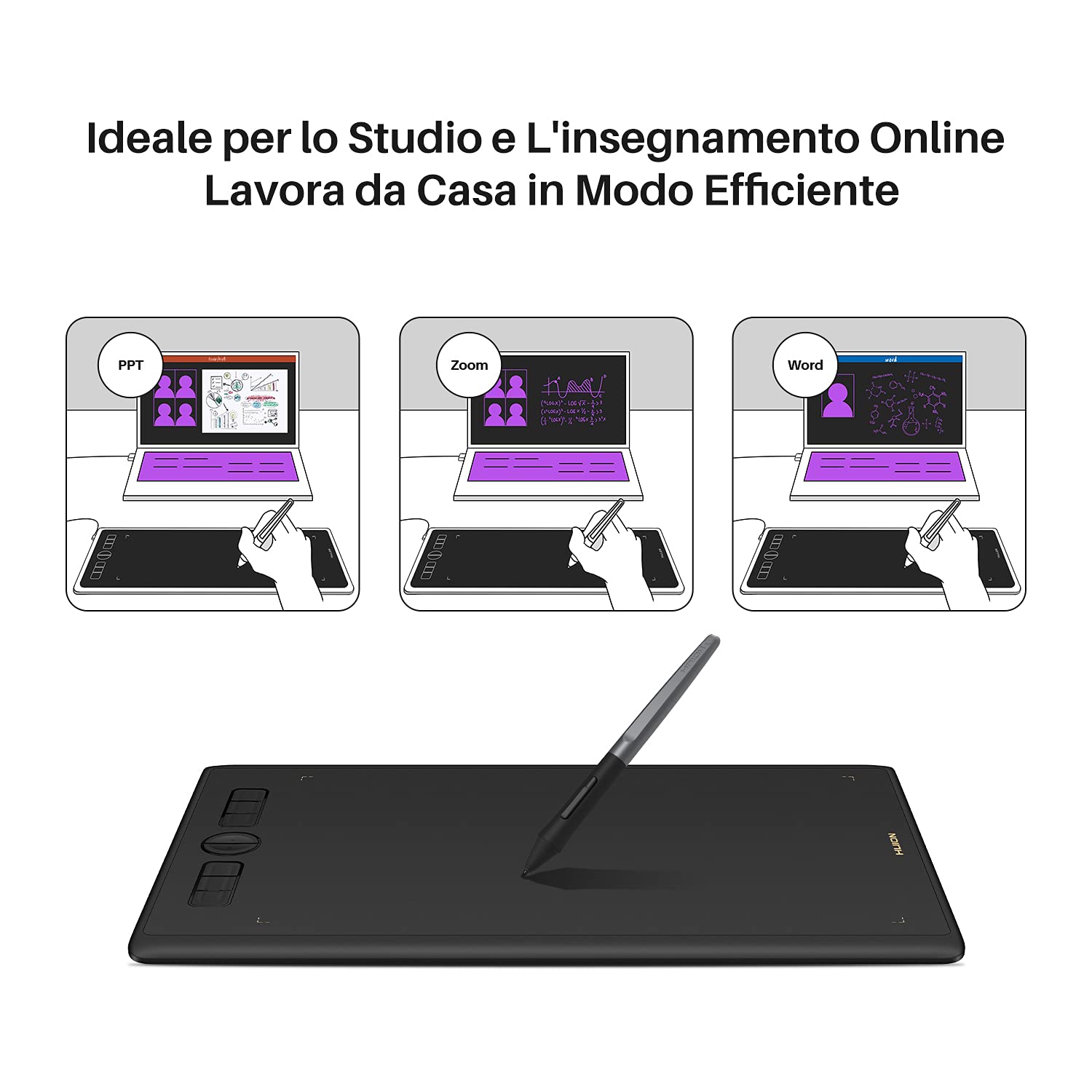HUION Inspiroy H610X Tavoletta Grafica 10 × 6,25 pollici Tavolette Grafiche con 8 Tasti Programmabili e Penna a Pressione Senza Batteria Compatibile con Windows, macOS, Chrome OS e Telefoni Android
