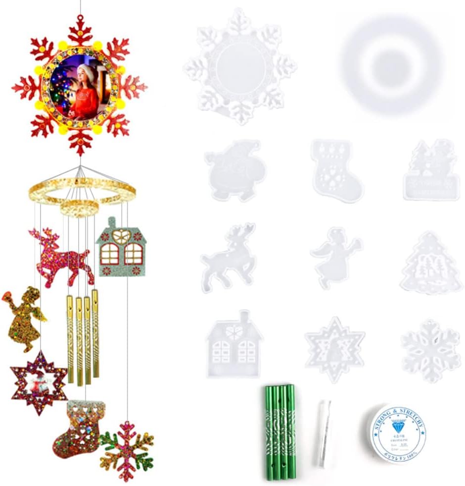 Wind Chimes Resin Molds Silicone Kit Bundle, Sea Turtle Epoxy Mold Wind Bell Silicone Moulds for Home Outdoor Indoor Decorations DIY Crafts