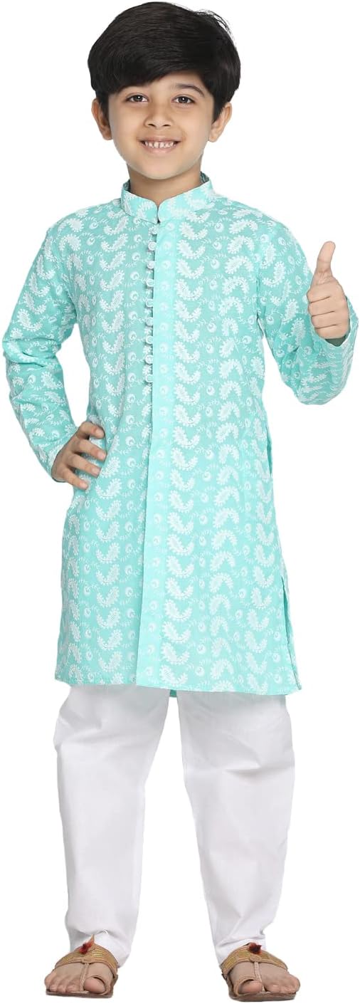 VASTRAMAYBoy's Cotton Printed Kurta Pyjama Set