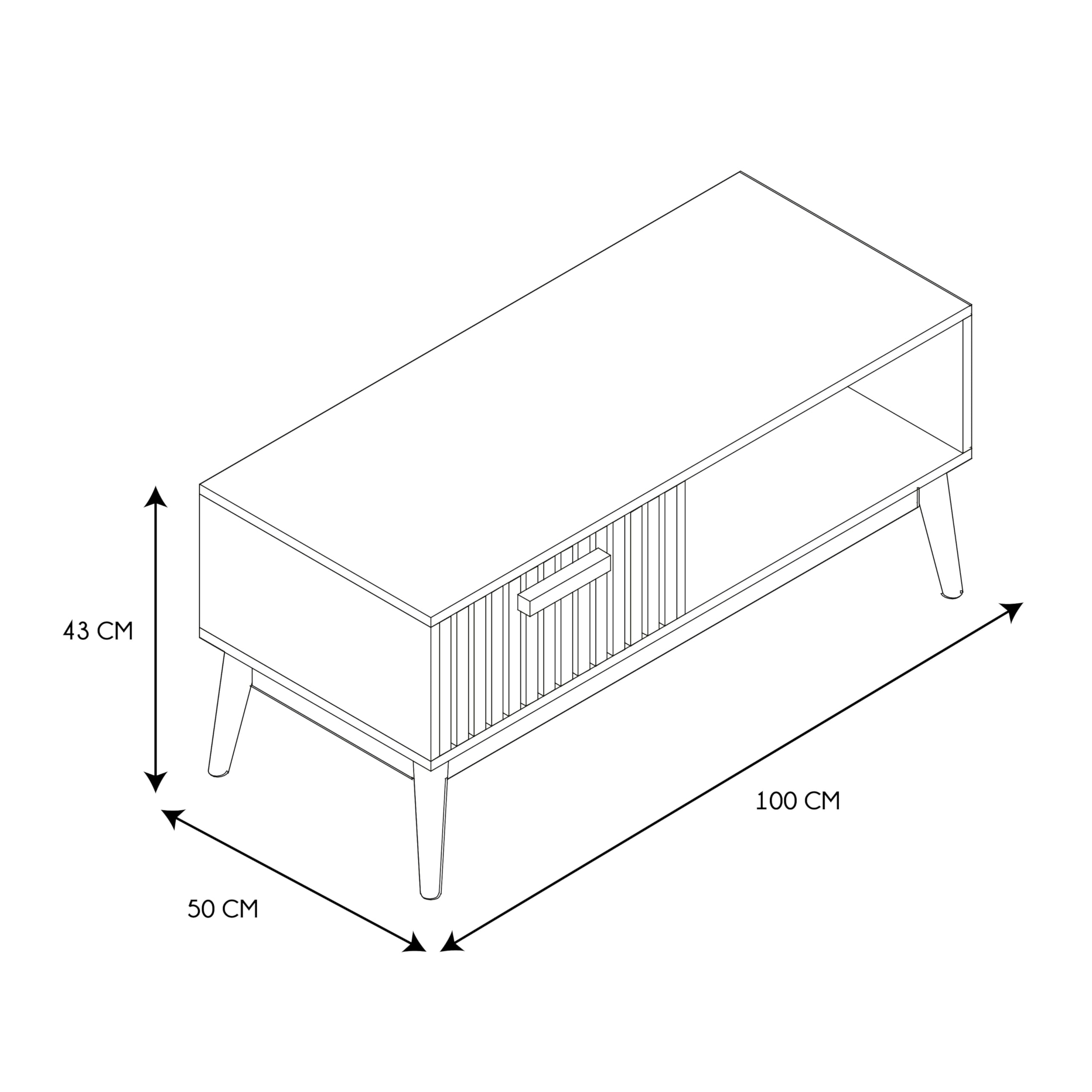 HOME DECO FACTORY - HD0089 Mesa de Centro de Madera con Cajón y Compartimento de Almacenamiento - Diseñada para Salón o Comedor - Diseño Moderno - Dimensiones 100x43x50 cm - Color Marrón