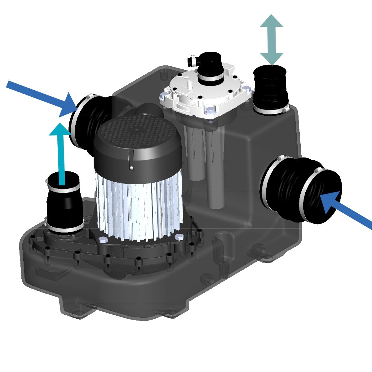 SFA – Sanicubic 1 GR HP S – Kleinhebeanlage für Abwasser – Bodenstehend – Schneidwerk Pro X K2 – 2 niedrige Zuläufe – Für Haus, Wohnung & Geschäftsräume – 42 x 51,8 x 40,1 cm – 2.000 W