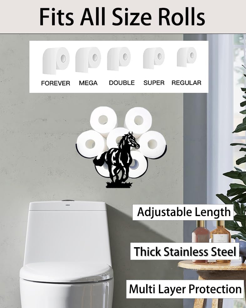 Miniatura 3 de Portarrollos de papel higiénico decorativos de animales para montar en la pared, divertido soporte de papel higiénico de metal para el hogar,