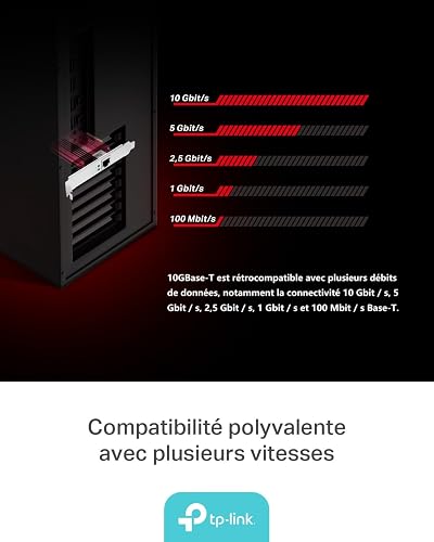TP-Link TX401 Carte Ethernet PCIe 10Gb, Carte Réseau 10 Gigabit RJ45, Adaptateur Réseau 10GBase-T, Compatible NAS, Serveur et PC, Câble Cat 6A Inclus, Windows & Linux - 3