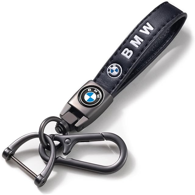 for BMW Keyring, Car keychain Replacement for BMW 1 3 5 6 Series X1 X3 X7 X5 X6 Z4 7 M Series Leather Key Chain Keyring for Men and Women Car Accessories,Family Present, Black