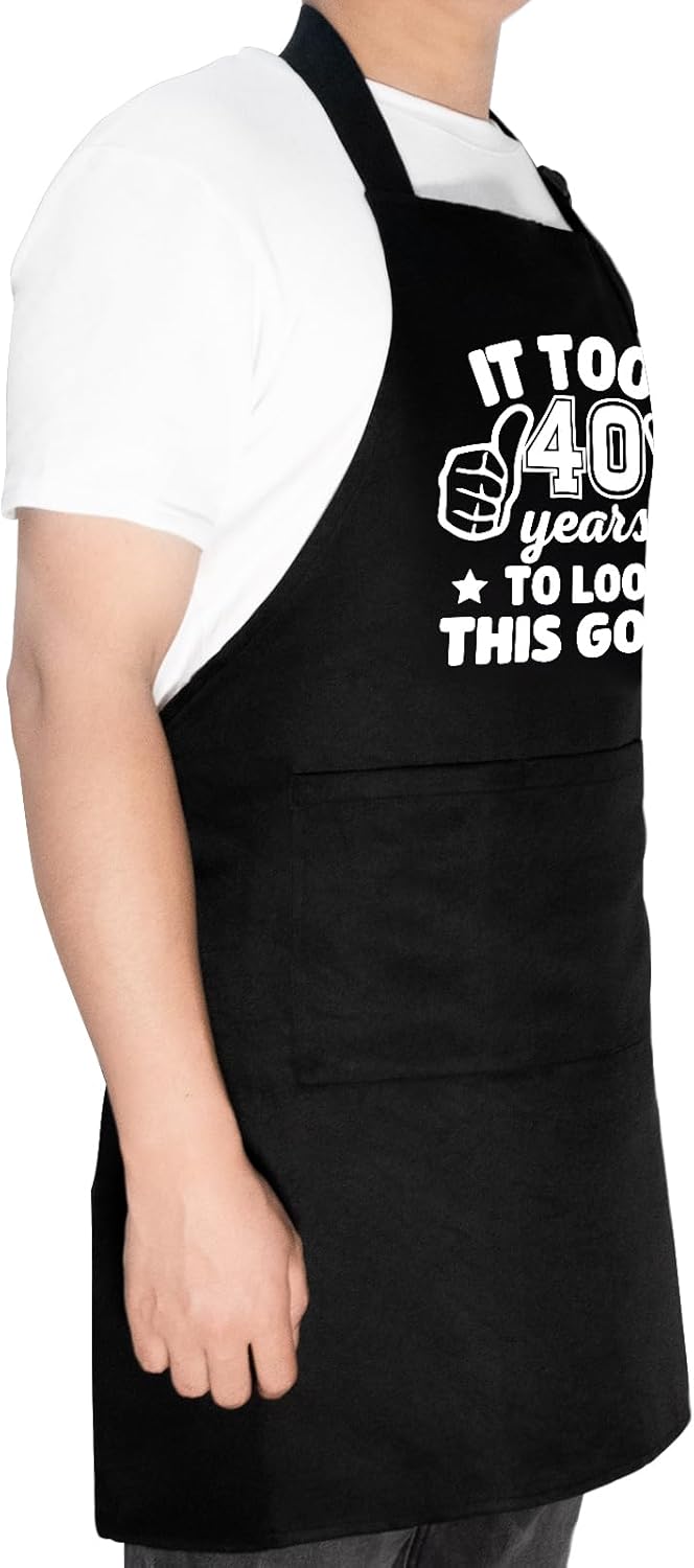 30th 40th 50th 60th 65th 70th 75th Birthday Gifts for Men, Chef Aprons for Men with 3 Pockets - Image 5