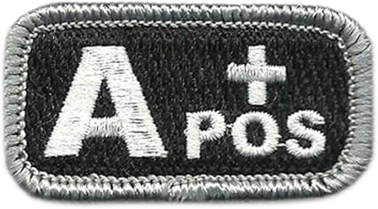 Gadsden and Culpeper Tactical Blood Type Patches - Type A Positive - 2"x1" (Black & White)