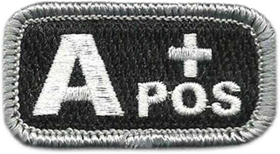 Gadsden and Culpeper Tactical Blood Type Patches - Type A Positive - 2"x1" (Black & White)