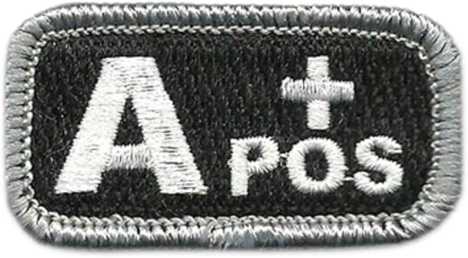 Gadsden and Culpeper Tactical Blood Type Patches - Type A Positive - 2"x1" (Black & White)