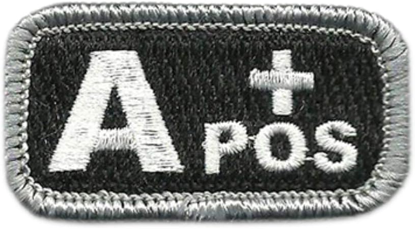 Gadsden and Culpeper Tactical Blood Type Patches - Type A Positive - 2"x1" (Black & White)