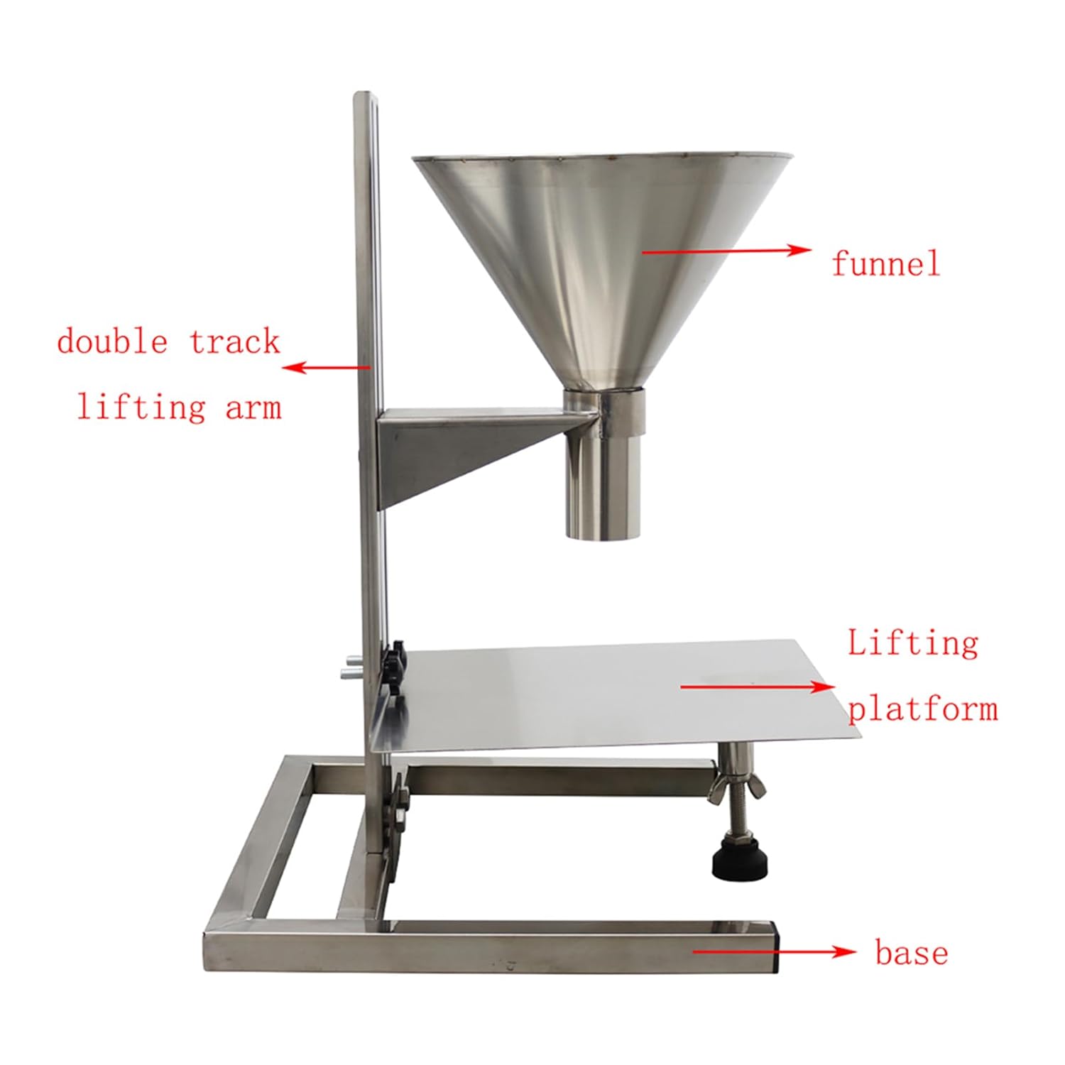 INTSUPERMAI Stainless Steel Powder Paste Liquid Granule Dispenser Funnels with Support Stand Feeding Hopper Stainless Steel Funnel 2.7inch