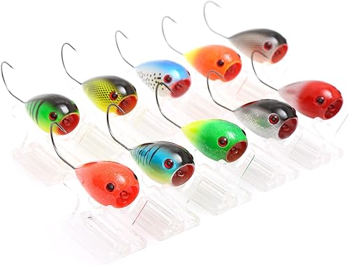 Fairiland - Señuelos de pesca con ojos 3D y gancho de agudos de acero de alto carbono para trucha de agua salada y agua dulce (10 unidades)