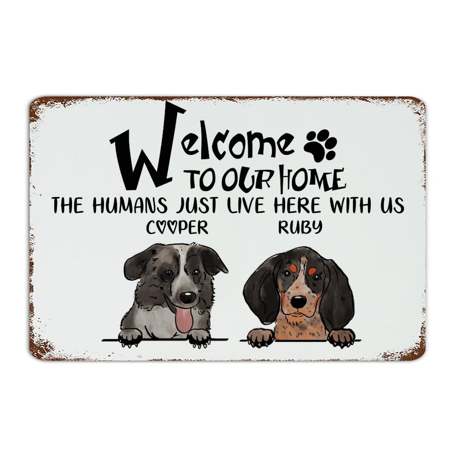 Plaque en métal Welcome to Our Home en aluminium décoration murale personnalisable pour terrasse