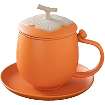 380ml/13oz Persimmon Shaped Ceramic Mug Tea Water Separation Brewing Office Cup-Office Cup Easy to Install