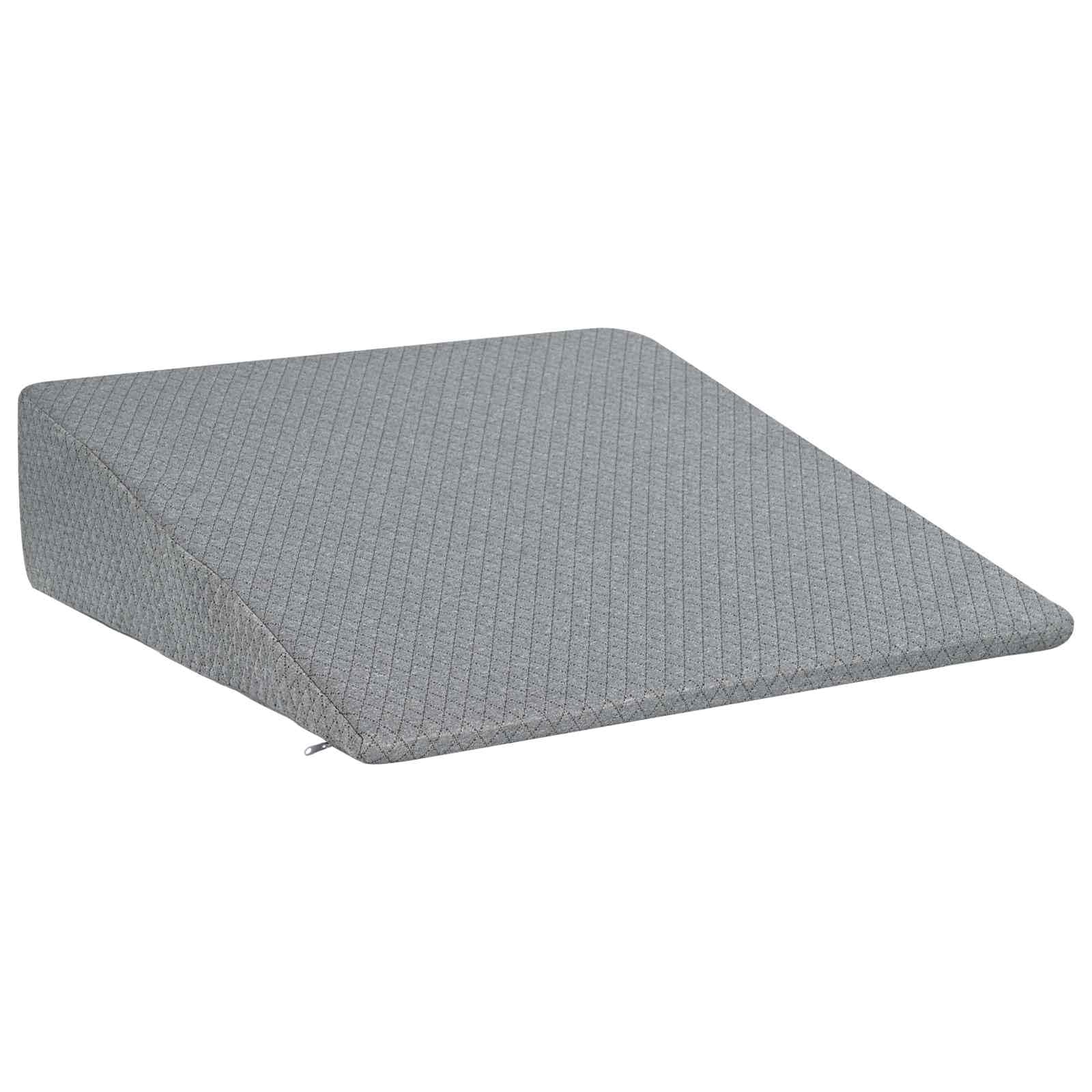 Coussin en Coin Gris 69 x 64 x 19 cm Mousse à mémoire de Forme, Coussin Surelevateur Jambes Portable pour Lit, Douleur de Dos