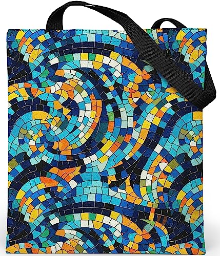 Loxato Bolsa Tela Mujer – Tote Bag con Cremallera – Bolso Grande Mujer 37x42cm – Tote Bag Tela Aesthetic – Bolsos de Mujer con Cremallera y Bolsillo Interior – Bolso Mujer