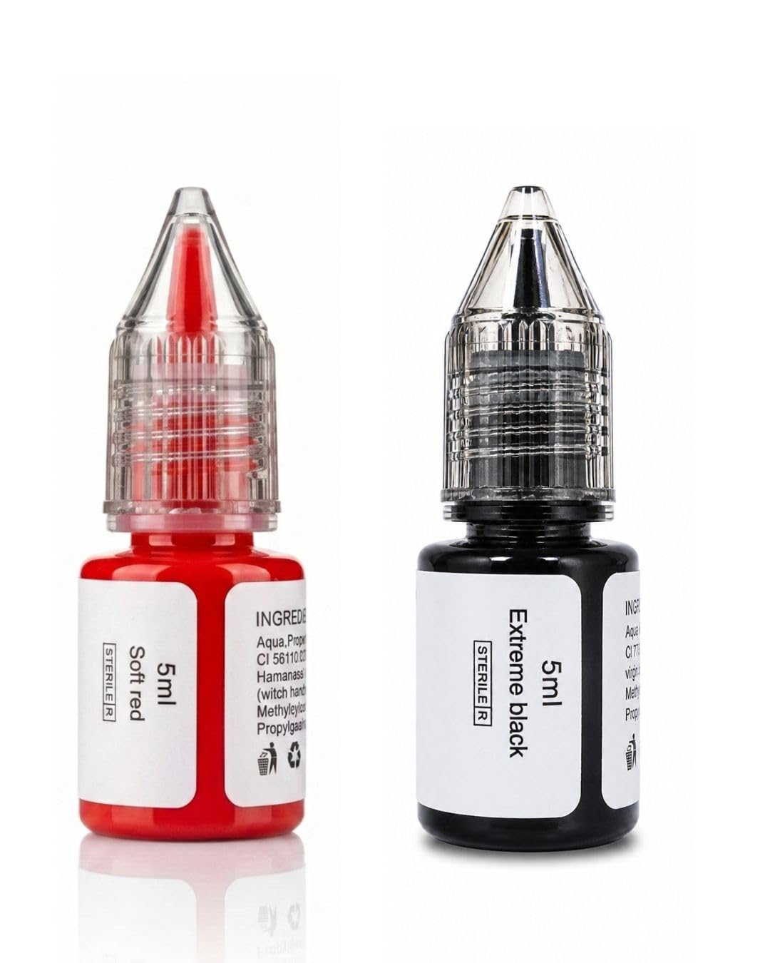 5ML Pigment Sample Microblading Tattoo Ink MicroPigment Permanent Makeup (Extreme Black and Soft Red 5ml)-image-6