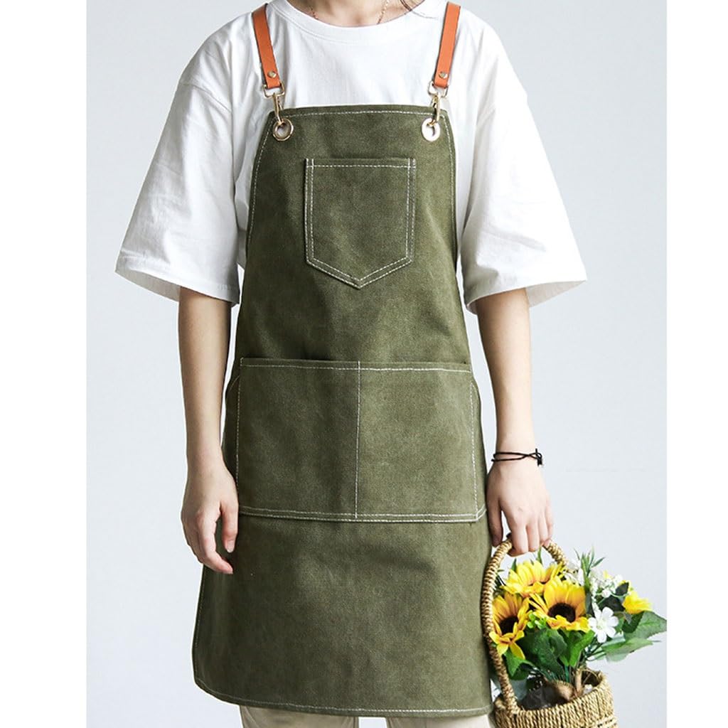Delantal de Cocinero Delantal vaquero de lona, ​​manicura y peluquería personalizada, jardinería, tienda de té con leche, barista, ropa de trabajo de peluquero Delantales para Cocinar