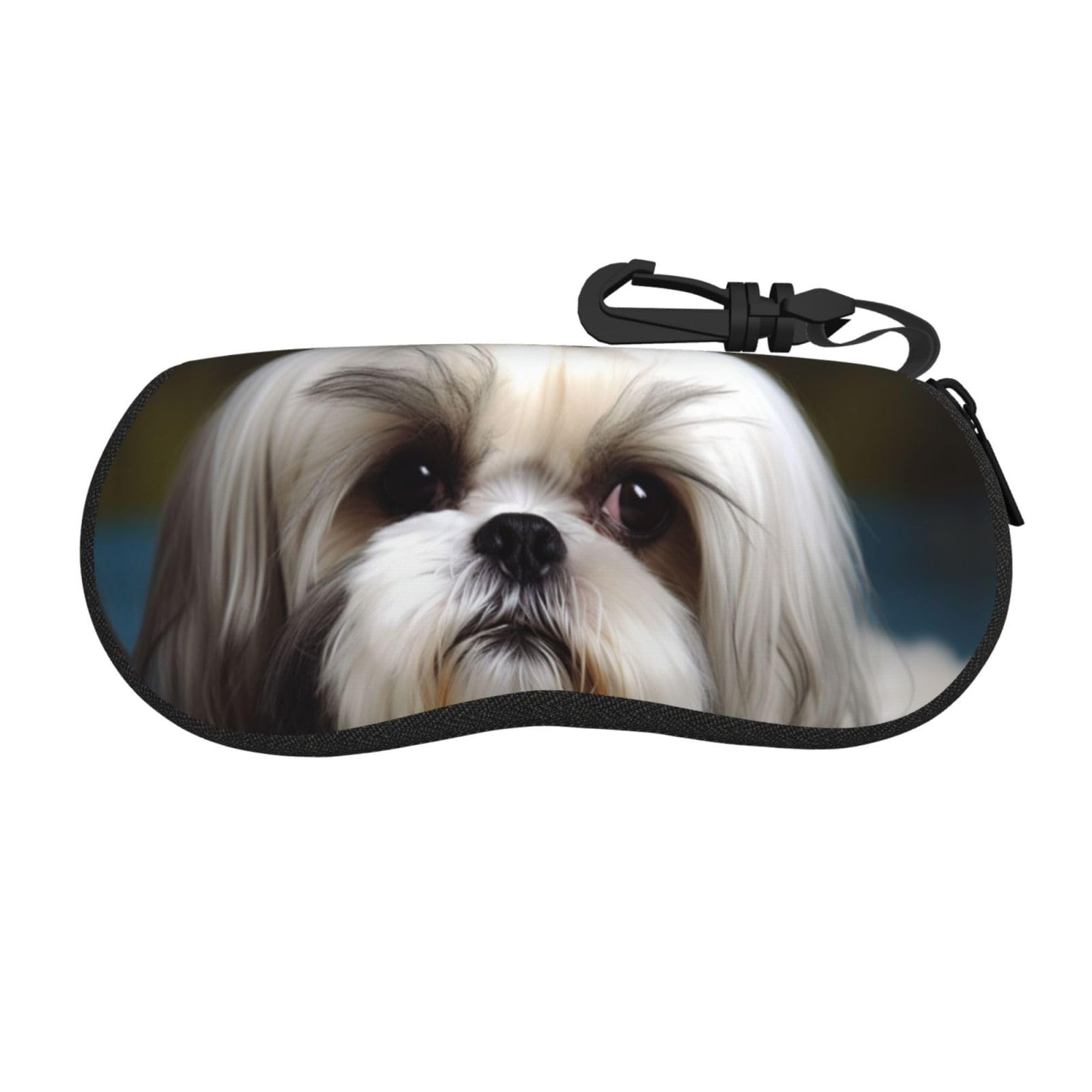BWLHJKE Shih Tzu Dog Glasses Case Zipper Hard Shell Sunglasses Cases Portable Travel Eyeglasses Case with Hook