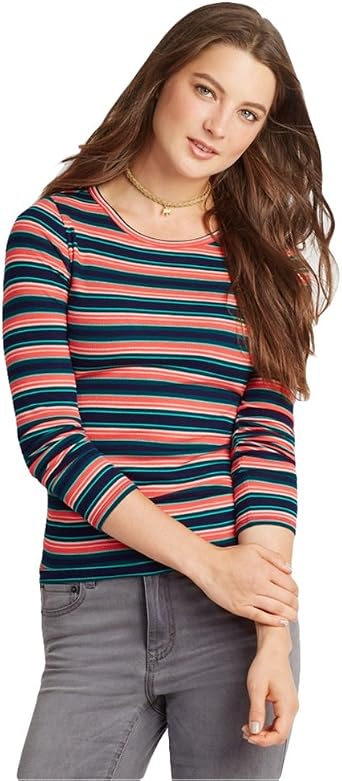Amazon.com: AEROPOSTALE Camiseta para mujer con diseño de rayas, color azul  : Ropa, Zapatos y Joyería