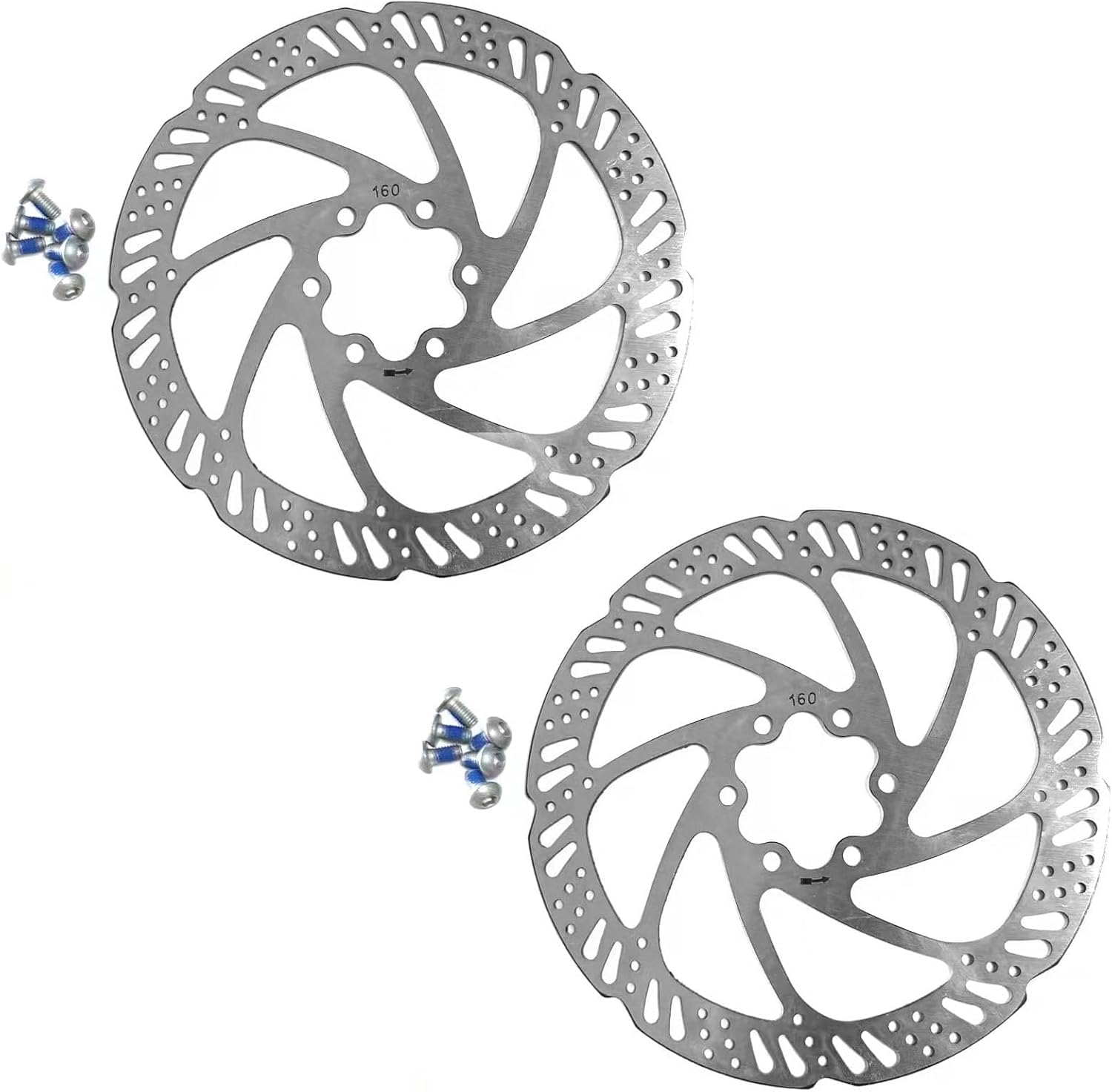 ANBOO 2 Pezzi Disco del Freno per Freni a 6 Fori, Disco del Freno da 160mm, Rotori del Freno in Acciaio Inox per Bici, Freno a Disco Center Lock con 12 Bulloni