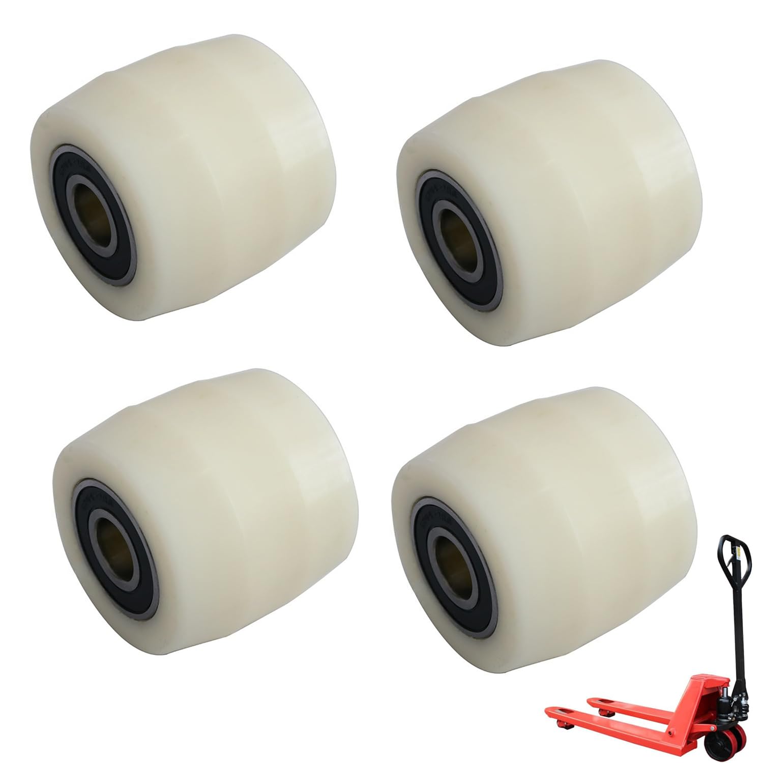 4 Pièces Roulettes de Chariot élévateur en Nylon 80 x 70 mm,avec Roulement à Billes pour Transpalettes Camions de Transport