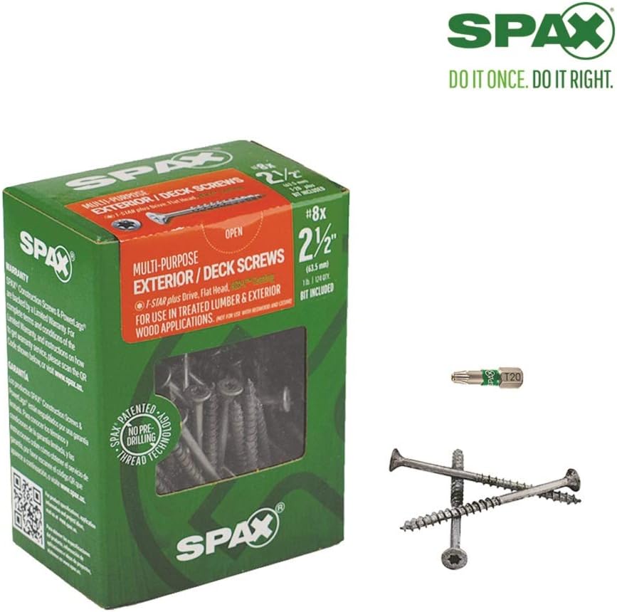SPAX #8 x 2-1/2" Flat Head Partial Thread T-Star+ HCR-X Exterior 1LB 124CT