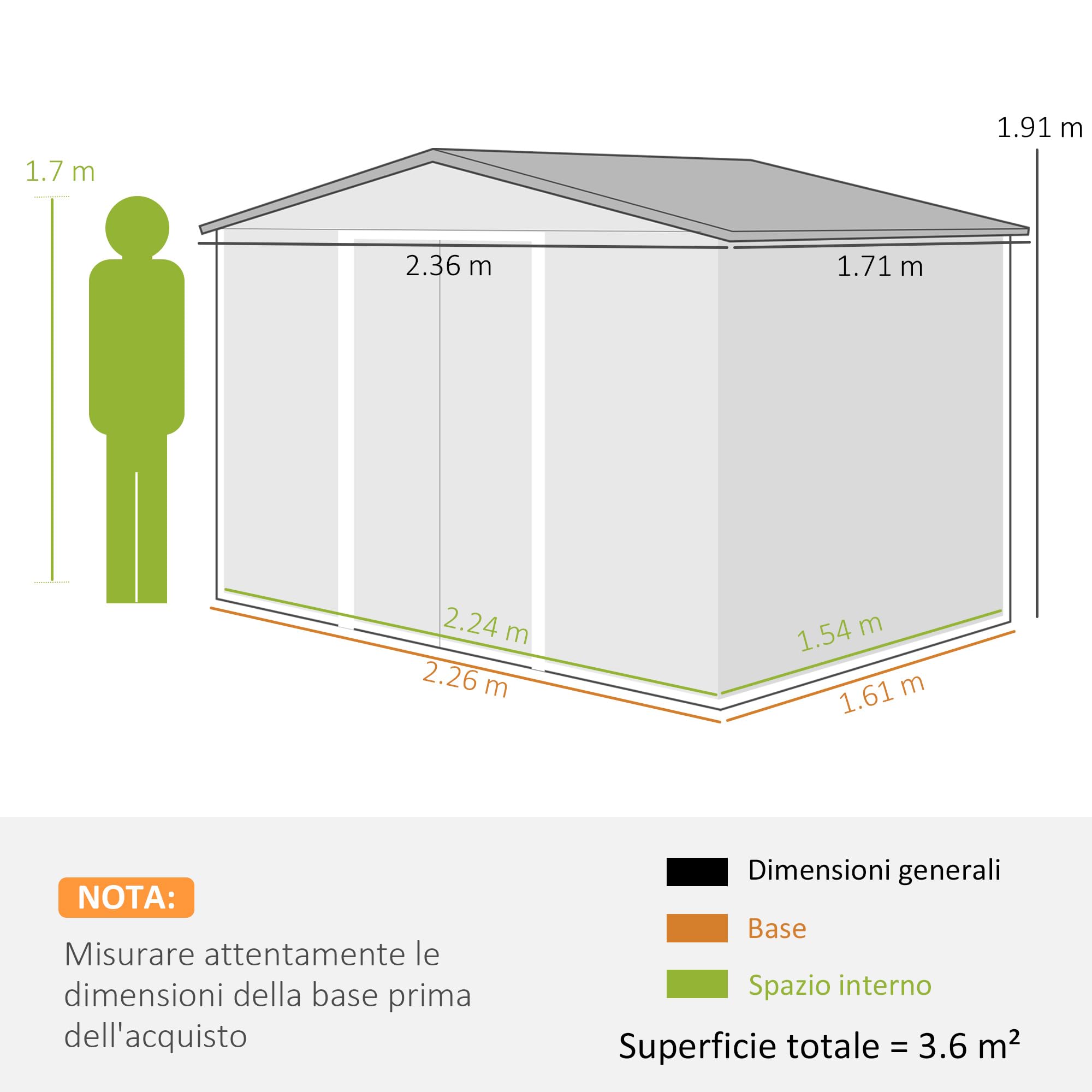 Outsunny Casetta da Giardino 3.6m² in Acciaio Zincato con Prese d'Aria, Capanno da Giardino con Doppia Porta Scorrevole Bloccabile, Tetto Inclinato, Capanno Porta Attrezzi, Marrone Scuro Effetto Legno
