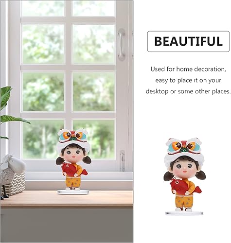 Miniatura 7 de SEWACC Escultura de león de resina, figura de año nuevo chino, estatua de león chino, muñeca de danza de león chino, modelo tradicional chino,