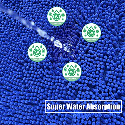 RUN HELIX Bath Mat set 3 Pieces, Soft Chenille Non Slip Bathroom Mat, 50x80 cm(19.6x31.5 in) Bath Mat, 40x60 (15.7x23.6 in) Bath Mat, U-Shaped Contour Toilet Mat, Absorbent Bathroom Rugs Royal Blue - Image 3