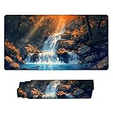 マウスパッド 大型 ゲーミング 滝の森 マウスマット デスクマット 特大 おおきい キーボードパッド ゴム底 防水手入れ簡単 快適操作性 滑り止め 耐久性 良い おしゃれ かわいい サイバーカフェ オフィス最適 適度な表面摩擦 女性へのプレゼント 80 x 40cm s-648