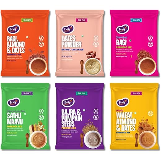 Early Foods Combo Pack - Porridge Mixes & Dates Powder 6 x 5