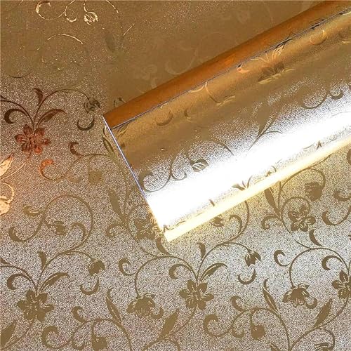 Image of SIA VENDORS Kitchen Waterproof Oil Proof Aluminum Foil Sticker, Silver Chequer Peel and Stick Wallpaper Removable and Self Adhesive Paper for Kitchen Countertops Cabinet (Gold Jasmine, 12 x 48 Inch)