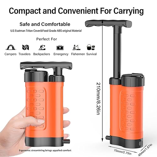 Miniatura 8 de Sistema de purificación de agua de emergencies filtro compacto de bomba de mano, alta tasa de flujo, construcción duradera, solución de agua potable
