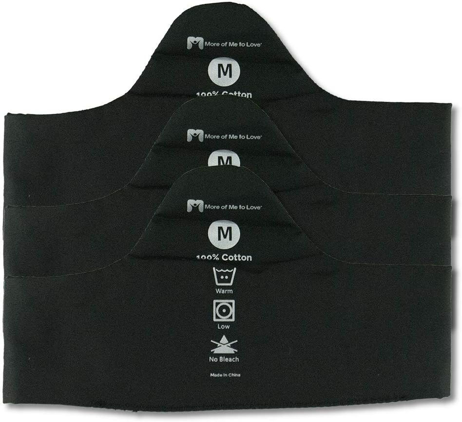 3-Pack Bra Liners: Black, Beige, White - 100% Cotton - Large - 2" Thin Band