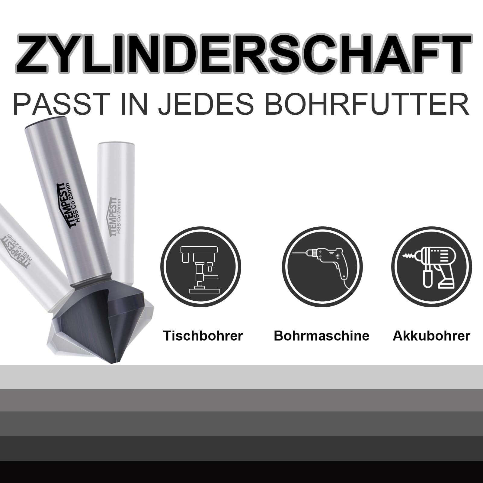 Fraise conique 90° Ø 25 mm – En M35 – Revêtement TiAlN – Robuste et résistant à la chaleur – Pour acier inoxydable – Tige de 10 mm
