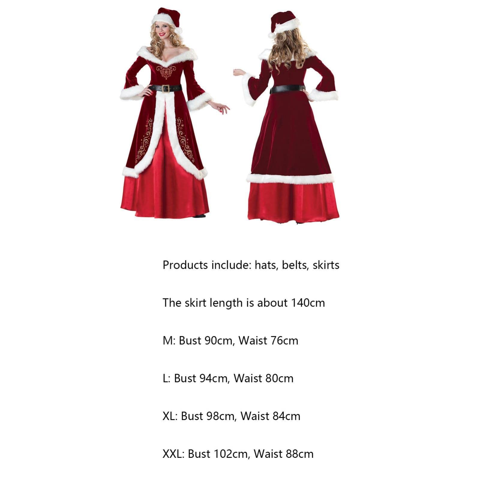 Générique Costume Mère Noël Femme Tenue De Noël Déguisement Santa Robe