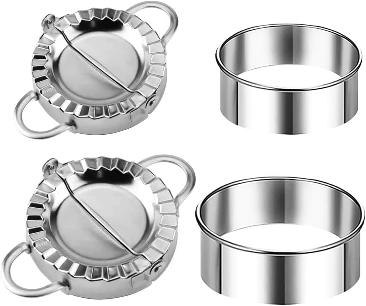 GUO-YING Set of 2 Stainless Steel Ravioli Cookie Cutters, Mouth Bag Shaper, Dumpling Maker, Ravioli Maker, Dumpling Shaper Set