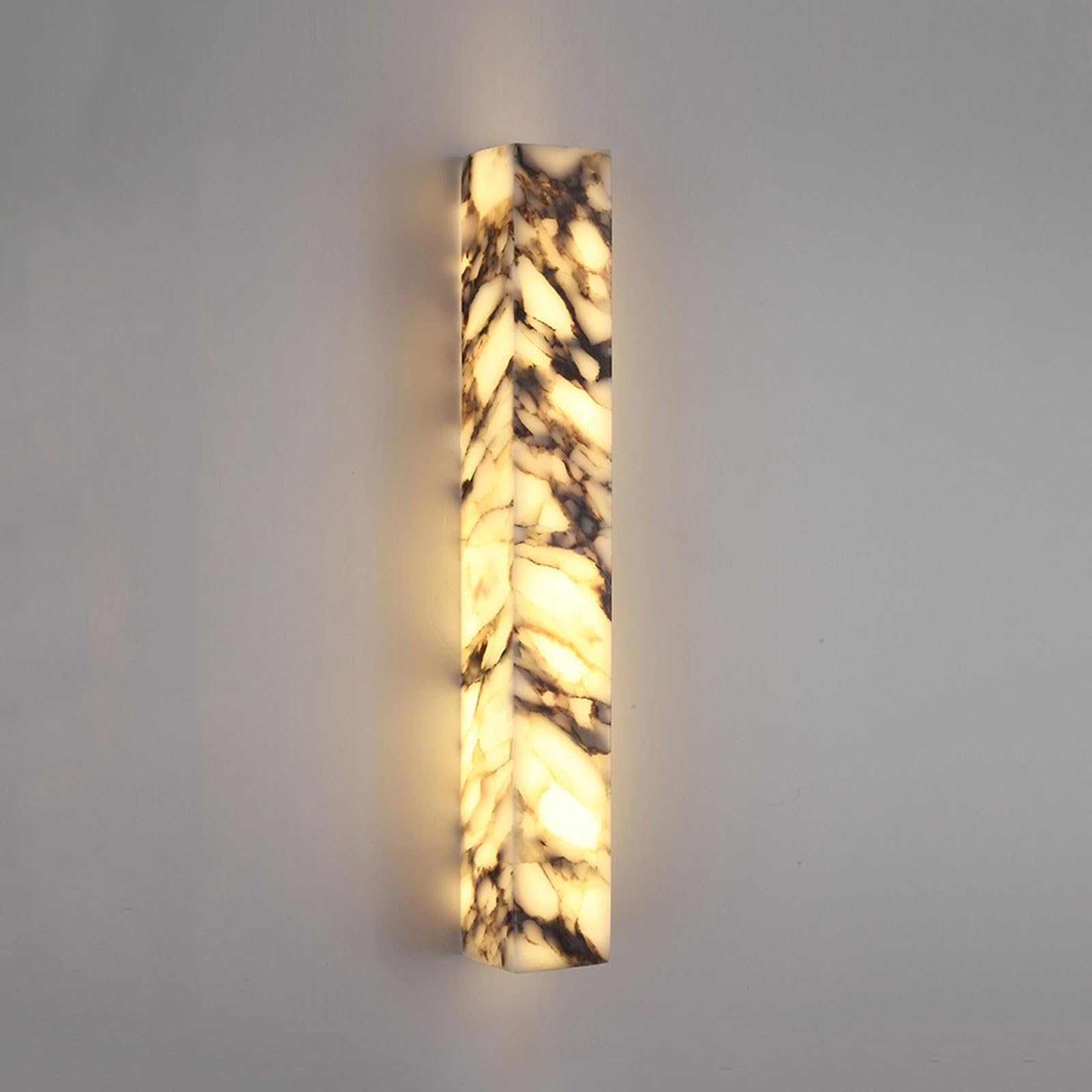 IOEDHW Natural Alabaster Wall Lamp Modern Marble Wall Sconce, LED Integrated Marble Light, 19.69in/23.62in Rectangular Stone Wall Lighting for Vanity Mirror Cabinet Stairs Hallway