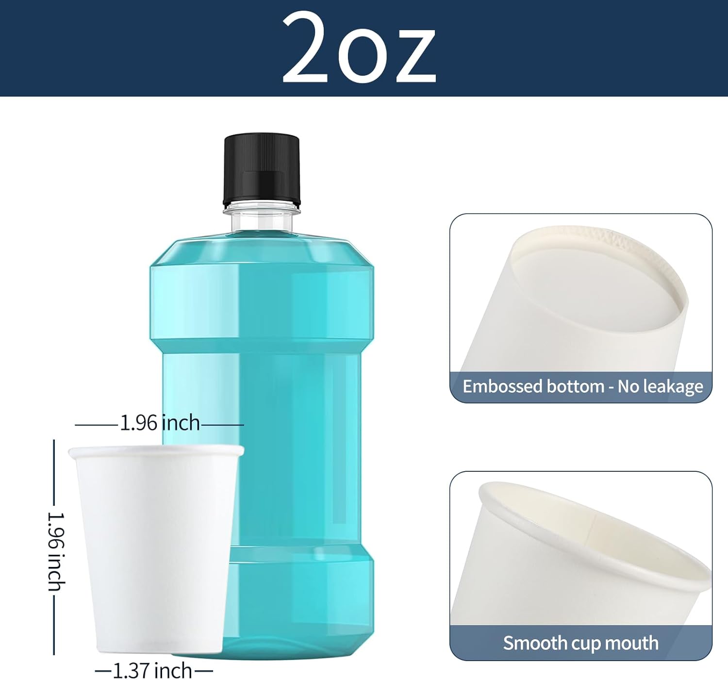 Brandon-super [300 Count - 2 oz] Small Paper Cups, Mouthwash Cups Bathroom Cups Mini Cups Small Disposable Cups - Image 2