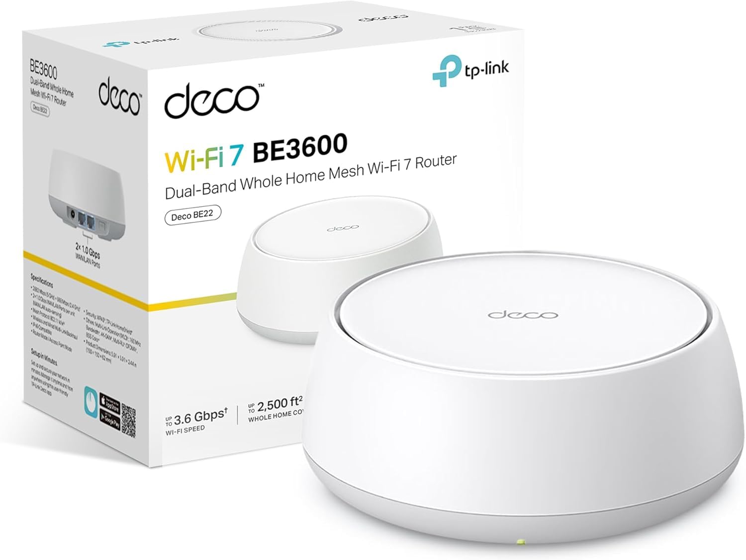 TP-Link Deco BE22 BE3600 WiFi 7 Router, Dual-Band Seamless AI
