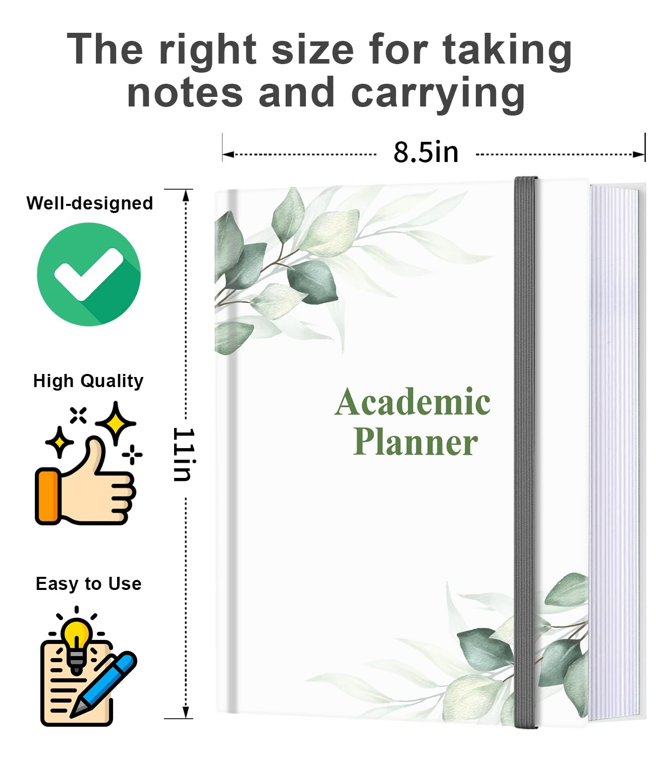 Agenda accademica per il 2026-2027 o in qualsiasi momento, 21,6 x 27,9 cm, agenda settimanale non datata per studenti scolastici, universitari e infermieristici, 200 pagine, foglia verde