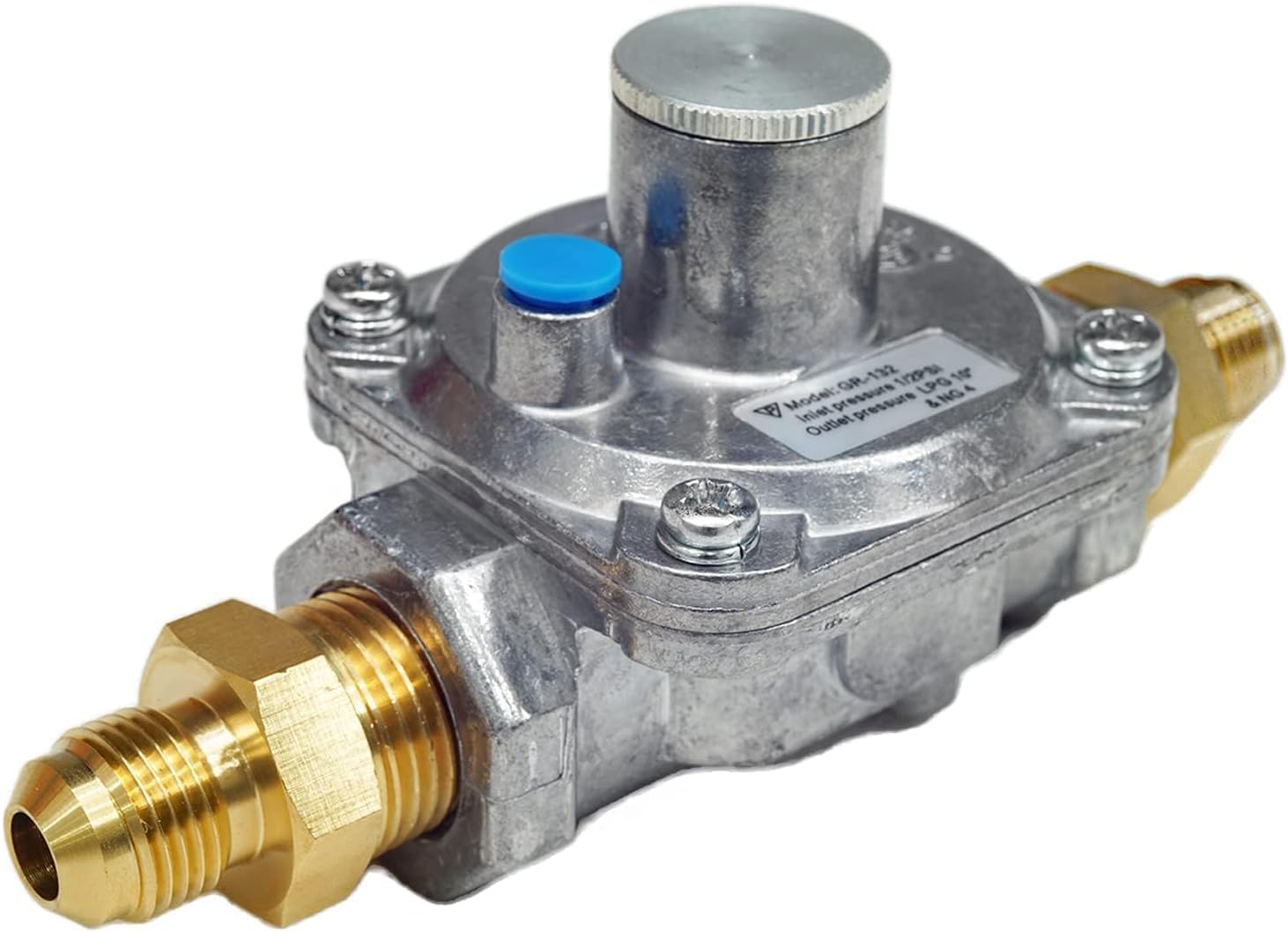 Regulator ciśnienia gazu - 1/5.1 cm z 2 mosiężnymi adapterami, konwertowalny NG/LPG, wlot 1/5.1 cm, wylot WC 12,7-25.4 cm - idealny do grilla, grzejnika, piekarnika, kuchenek i kuchenek