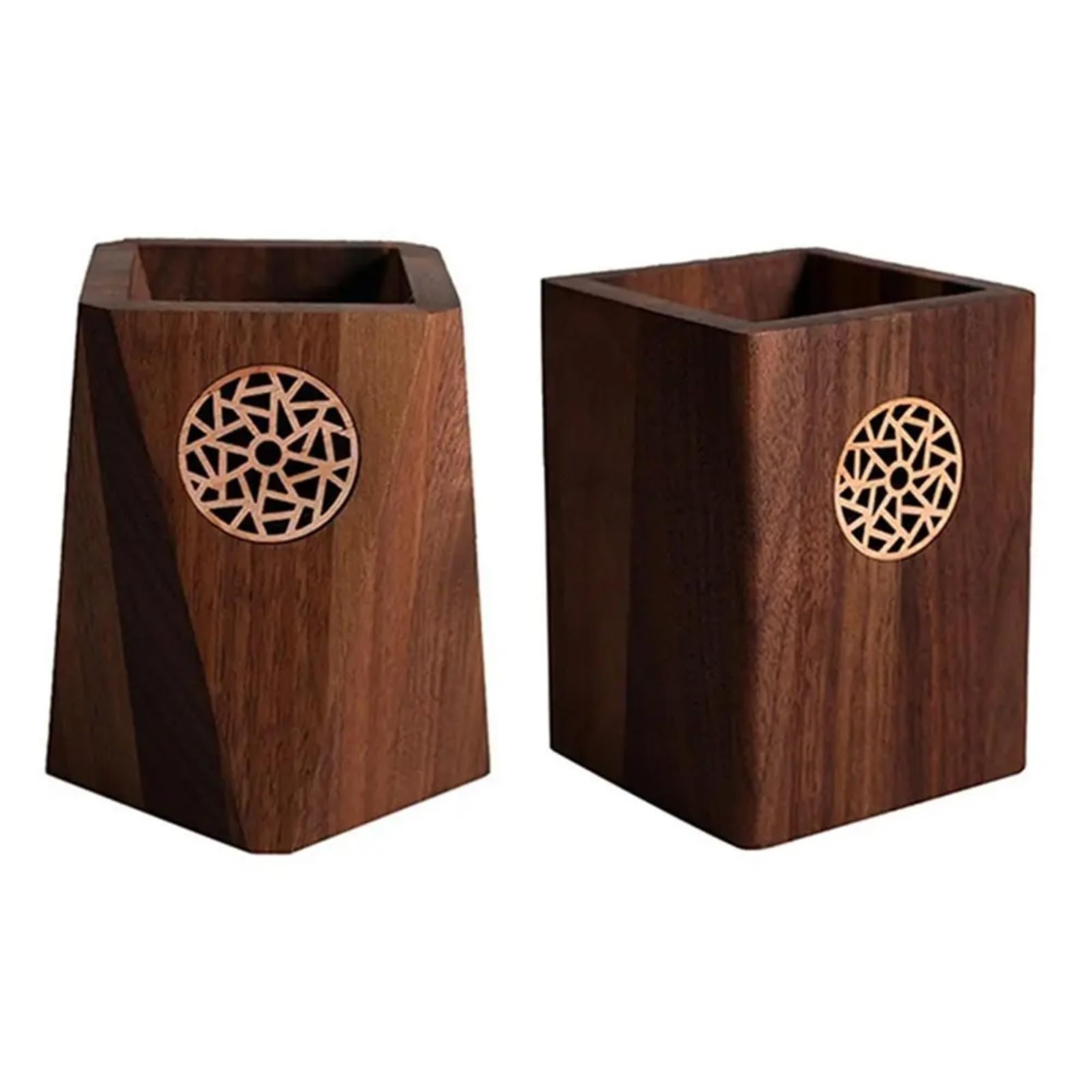 Mehrzweck-Stiftehalter aus Holz, schwarzer Nussbaum, Vintage-Bleistiftbox, praktische Stiftaufbewahrung, Becher, Schreibtischzubehör Für Schule,Zuhause(Square)
