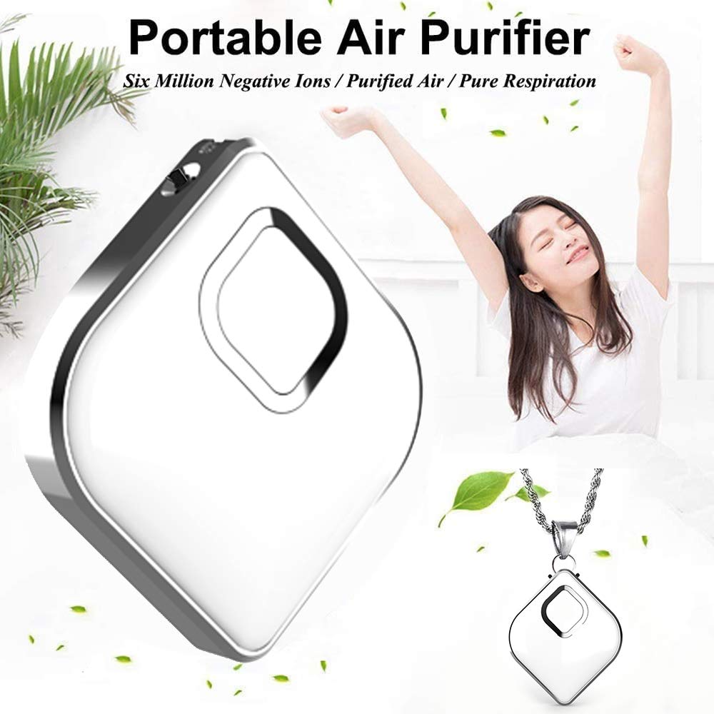 Purificador de aire portátil, collar limpiador de aire, generador negativo para viajes, oficina, coche, hogar, 24 horas de resistencia