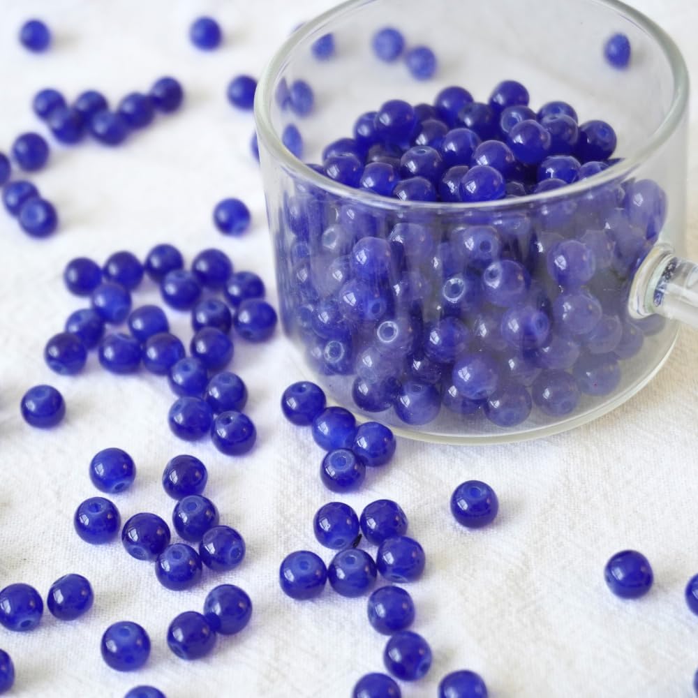 Jabrand 240pcs Glass Beads for Bracelets, 6mm Round Glass Beads for Jewelry Making DIY Crafts (Navy Blue) - Image 4